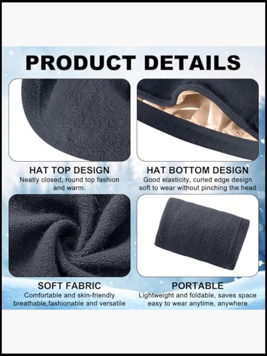 6 Pack Satin Lined Beanies Slouchy Knit Hats Cuffed Skull Cap for Women Men main image 5